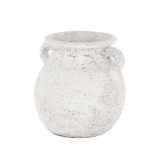 10" Cream Ceramic Textured Vase with Handles